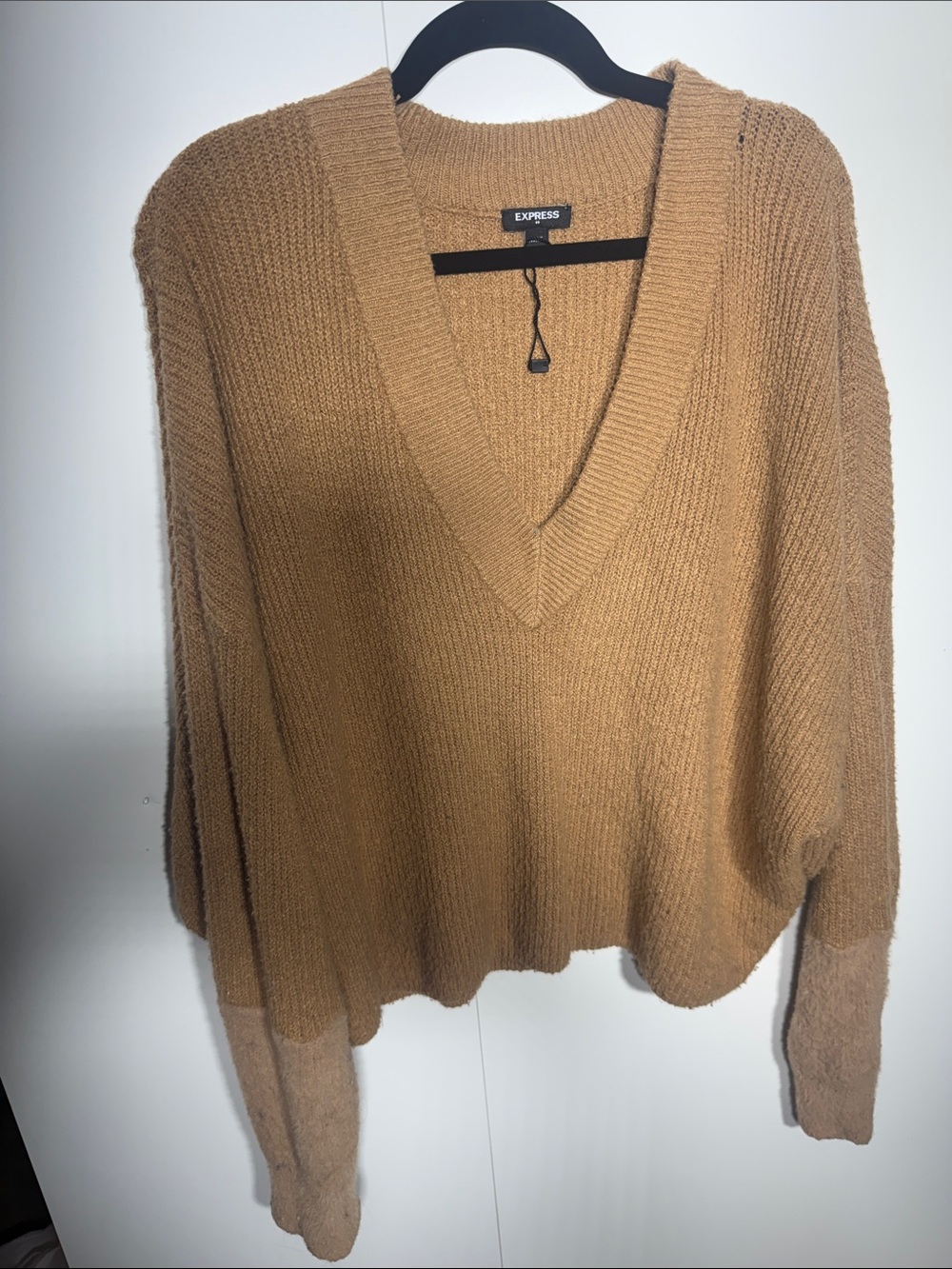 Express Women's V-Neck Camel Sweater
